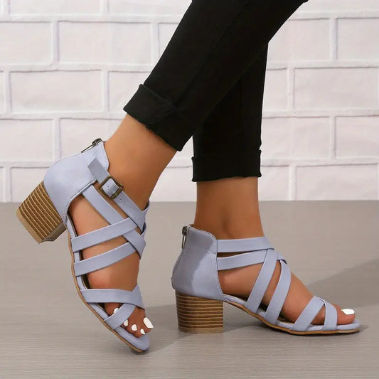 Orthopädische Retro-Sandalen mit Blockabsatz für Damen