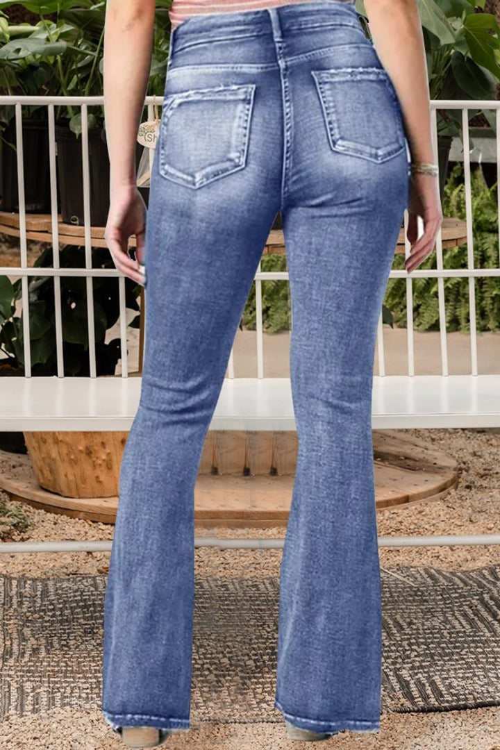 Vintage Knopf Mid Rise Schlagjeans
