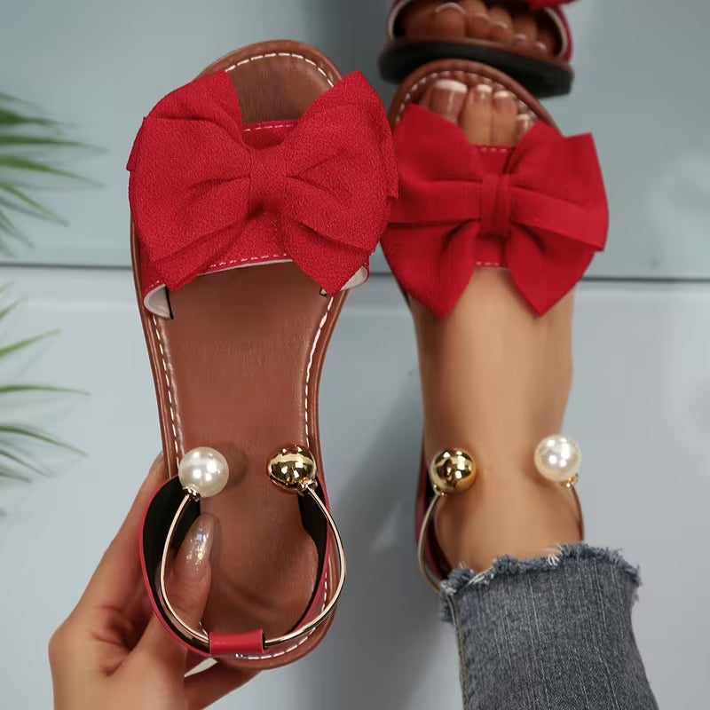 Women’s Bow Flat Sandals – Comfortable Casual Summer Shoes