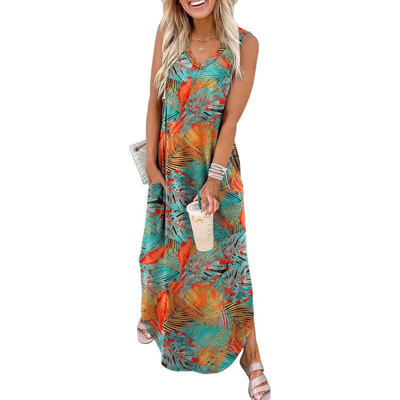 Summer Dresses Maxi Dress Vacation Beach Sundresses with Pockets