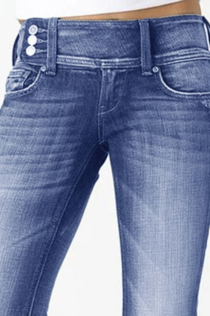 Vintage Knopf Mid Rise Schlagjeans