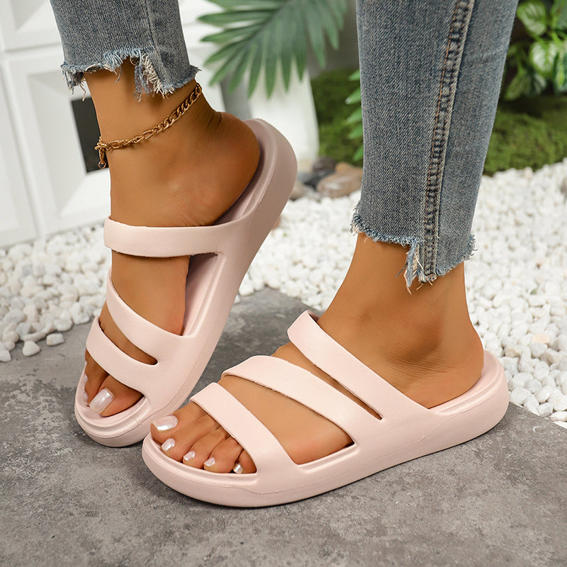 Damen gepolsterte Slide-Sandalen – Bequeme Schuhe mit dicker Sohle
