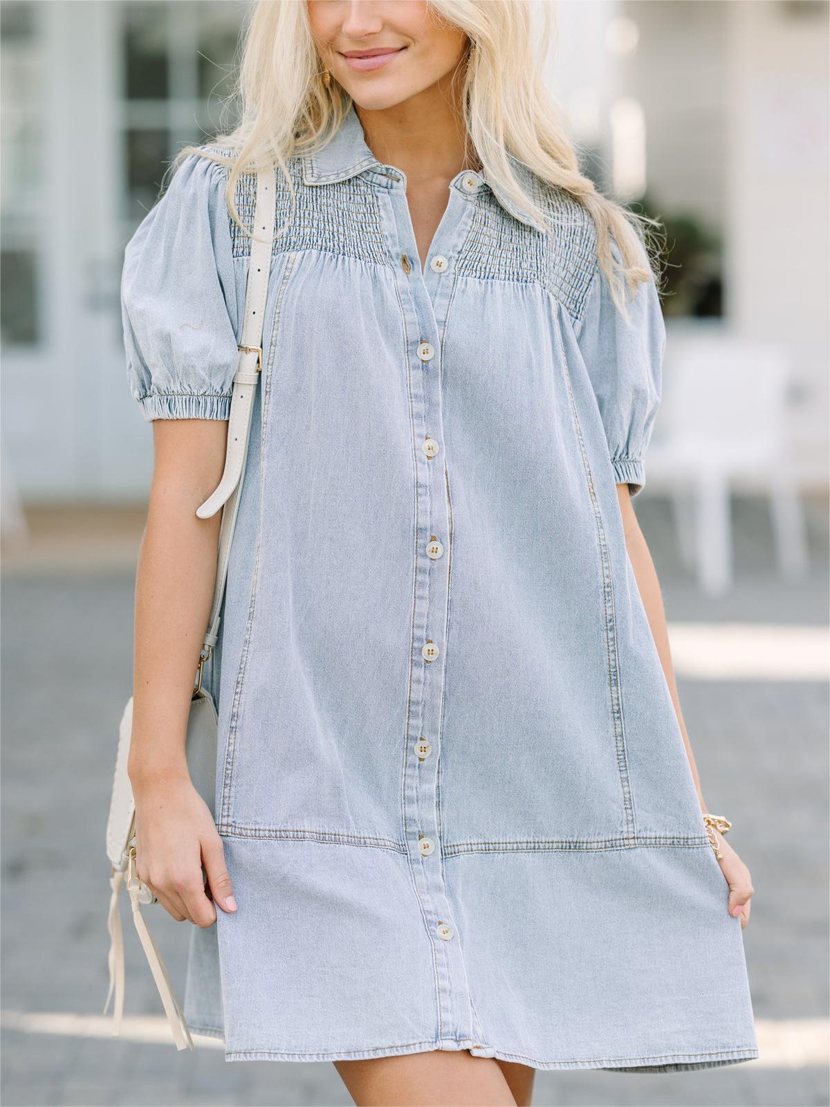 Babydoll-Kleid aus Jeans für Damen (2 kaufen, Versand gratis)