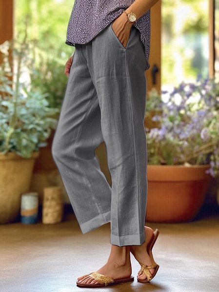 Leinen-Baumwoll-Leinen-Loose-Pants