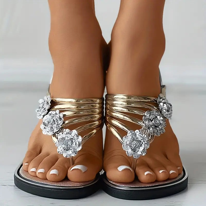 Florale Damen-Flip Flops, modische, rutschfeste Zehentrenner mit offener Fußspitze