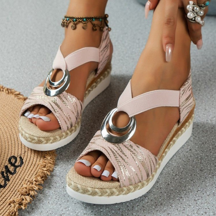 Women'S Leather Platform Wedge Orthopedic Sandals