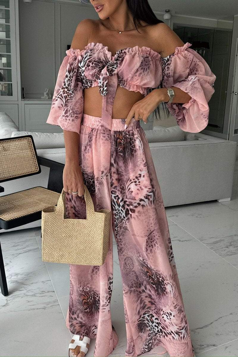 Bedruckter Chiffon-Freizeitanzug für Damen