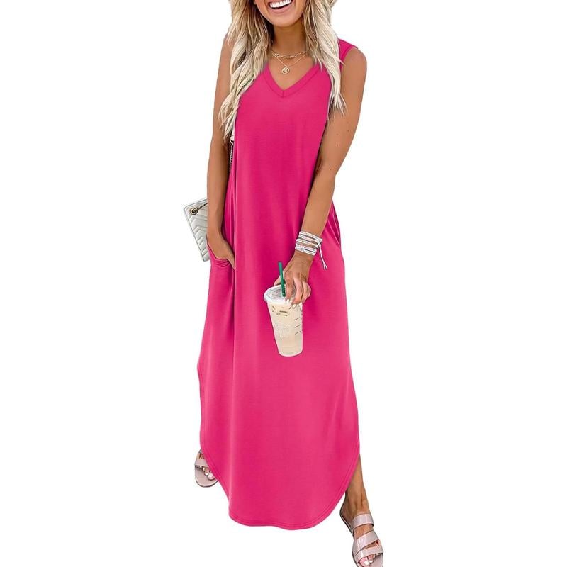 Summer Dresses Maxi Dress Vacation Beach Sundresses with Pockets