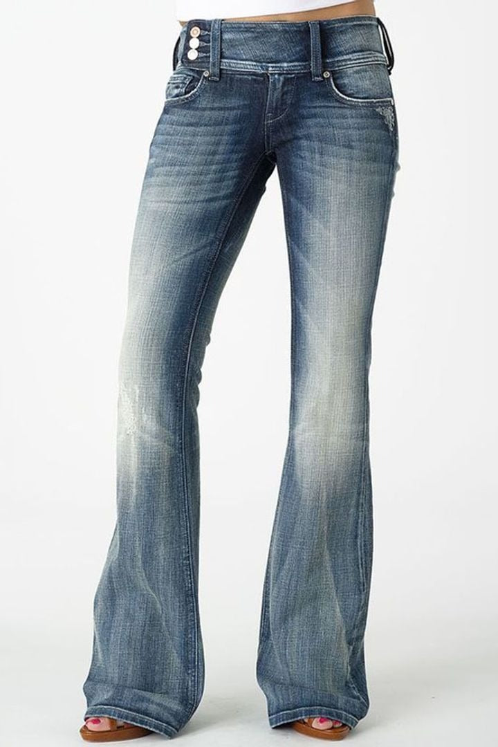 Vintage Knopf Mid Rise Schlagjeans