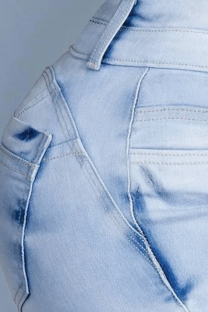 Button Front Butt Lifting Flare Jeans