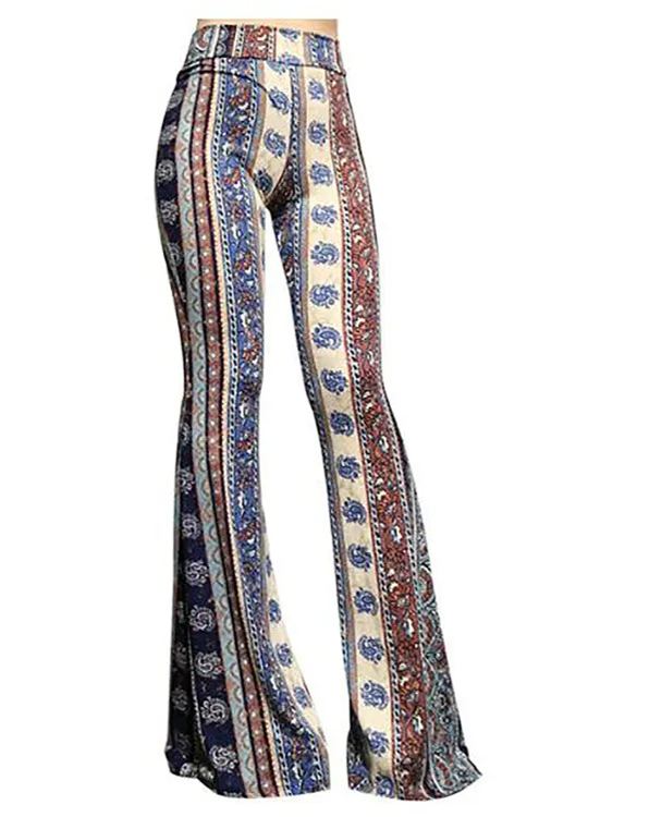 Damenhose mit weitem Schlag und Print in voller Länge