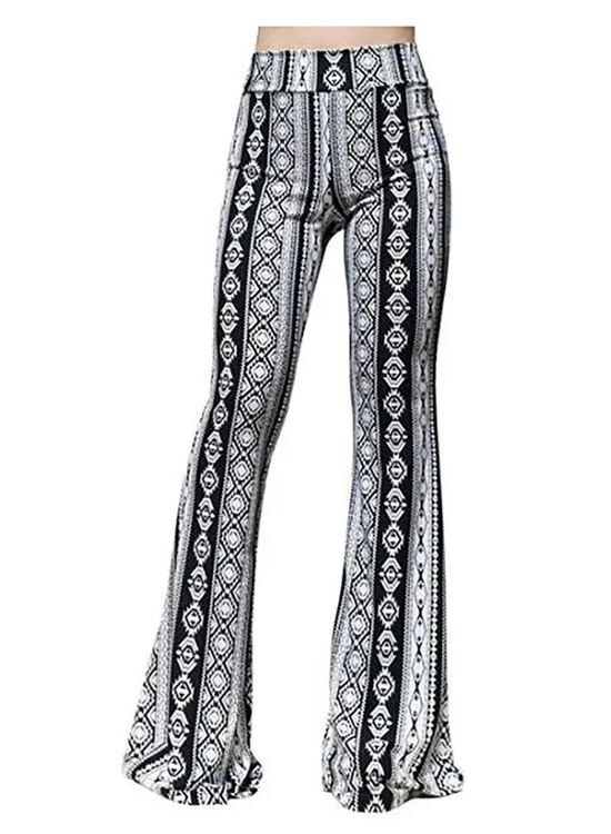 Damenhose mit weitem Schlag und Print in voller Länge