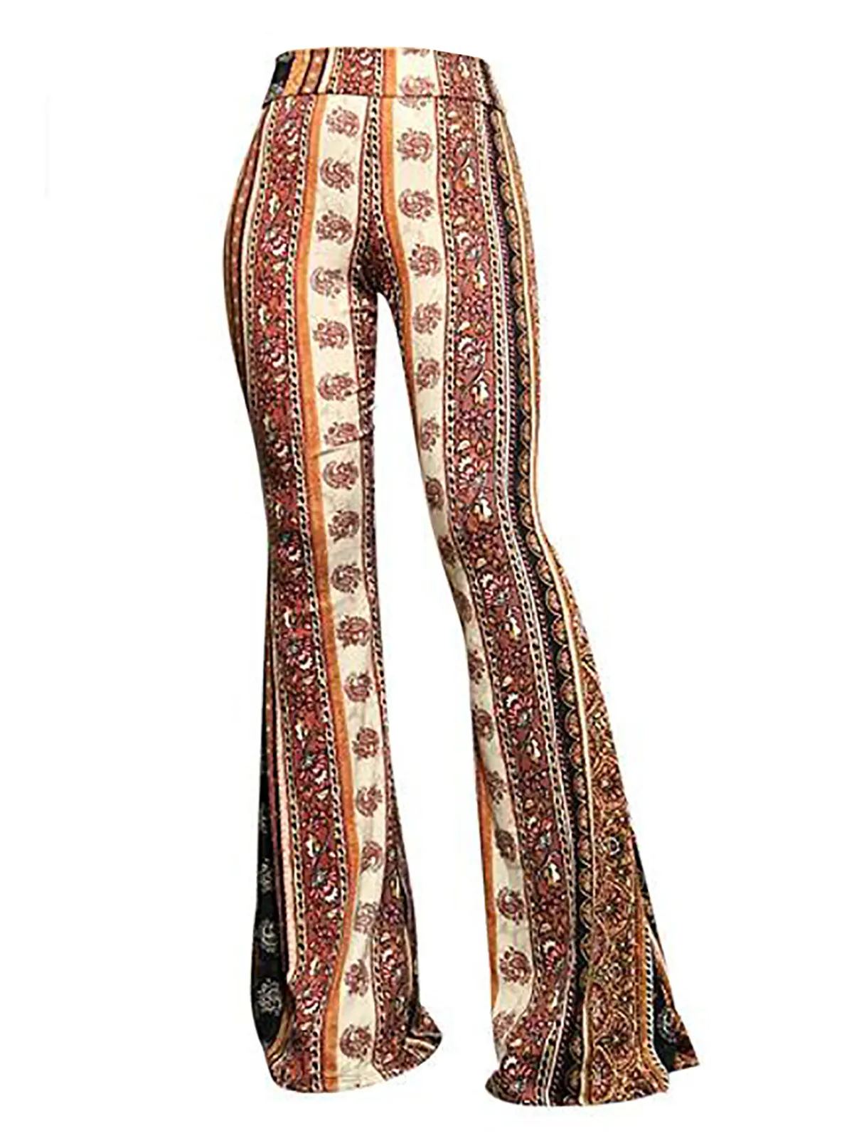 Damenhose mit weitem Schlag und Print in voller Länge