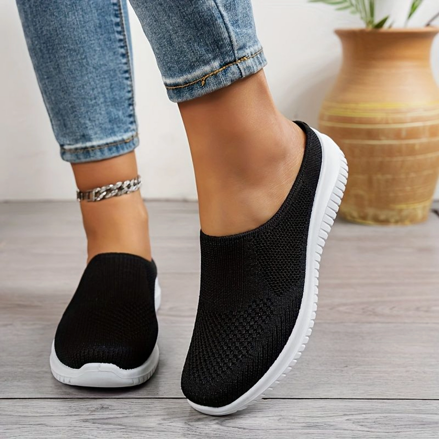 Women’s Breathable Knit Walking Shoes – Lightweight Slip-On Comfort