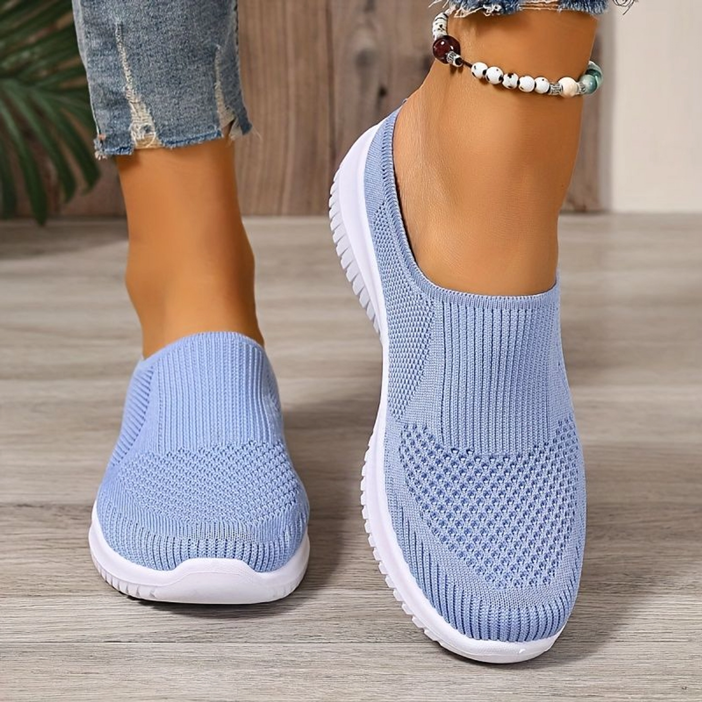 Women’s Breathable Knit Walking Shoes – Lightweight Slip-On Comfort