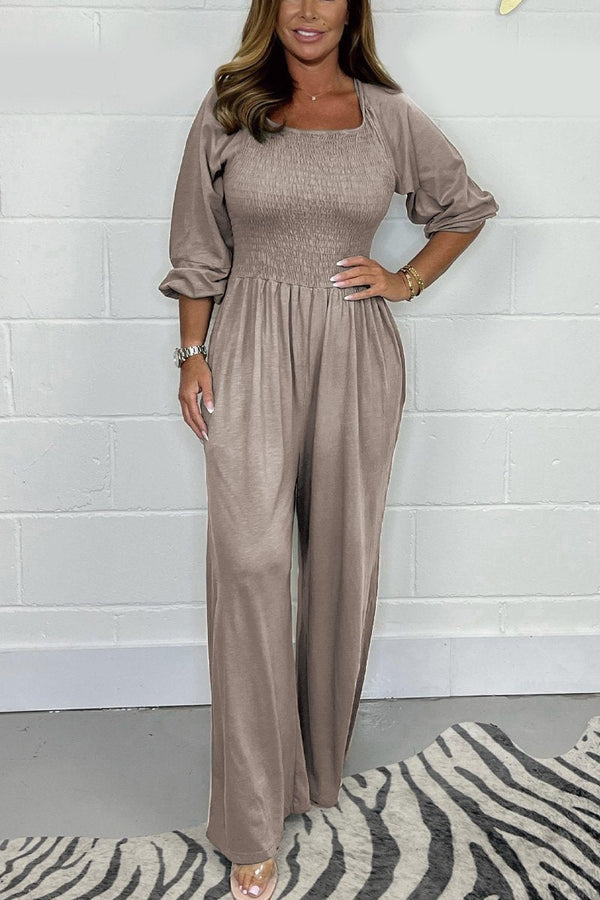 Women's Square Neck High Waist Pleated Jumpsuit(Buy 2 Free Shipping)